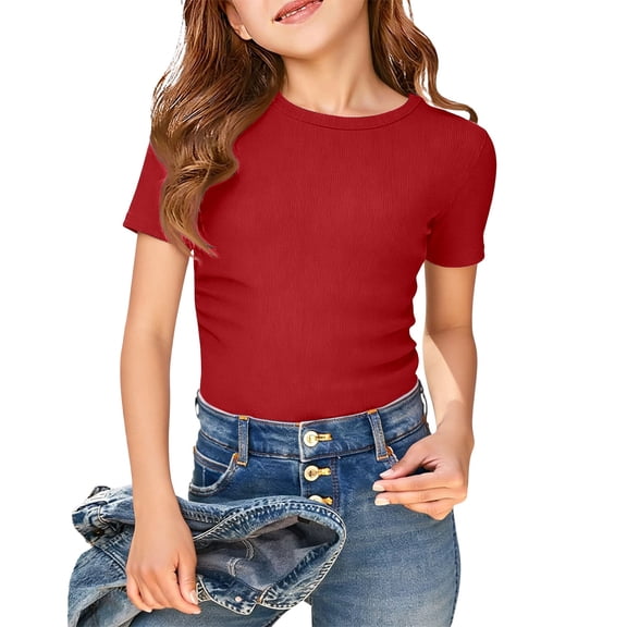 MAIHAN Kids Tshirts Boys Girls Basic Tee Short Sleeve Round Neck Back To School Shirt Summer Shorts Soft Casual Tees