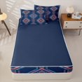 thumbnail image 4 of jejeloiu Southwestern Aztec Zipper Twin Comforter Sets with Fitted Sheet and 2 Pillowcases For Men Women,Boho Pattern Zipper Bedding Set,Navy Pink,Navy Blue Reversible,4-Piece, 4 of 7