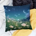 thumbnail image 2 of SHANXI Spring Throw Pillow Covers Square Night Sky Star Nature Scenery Grass Botanical Aesthetic Floral Blue Green Velvet Comfortable Decorative Bedroom 12x12in, 2 of 5