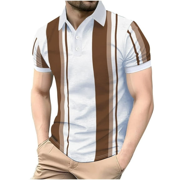 YFNNUP Men Casual Short Sleeve Button Dress Shirt Classic Stripe Shirts Cozy Golf Shirt Business Work Tee 2025