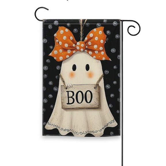 Fall Garden Flag - Vertical Double-Sided Yard Decor, Halloween BOO, Indoor & Outdoor Autumn Thanksgiving Decoration, 12.5 x 18 Inches