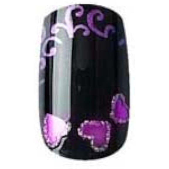 Party Nails, Pre Glued, False Nails, 12 (Black & Pink)