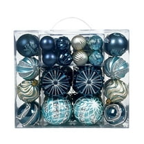 Mecorevxz 48Pcs 4/6/8cm Christmas Ornaments Set, Painted Irregular Metallic Plastic Christmas Hanging Balls Pendants Suitable for Xmas Tree Decor,Christmas Gifts(F)