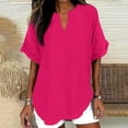 thumbnail image 2 of T Shirts for Women V Neck Short Sleeve Loose Blouses Casual Solid Color Summer Tunic Tops, L, 2 of 7