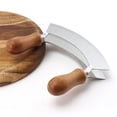 thumbnail image 4 of Cutting Board & Knife - Wooden Chopping Board & 2-Bladed Curved Herb Cutter - Round Wood Board & Double Blade Rocker Chopper, 4 of 5