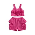 thumbnail image 3 of 2Pcs Baby Girl Summer Outfits Sleeveless Ruffle Tank Tops + Shorts Set Toddler Clothes, 3 of 9