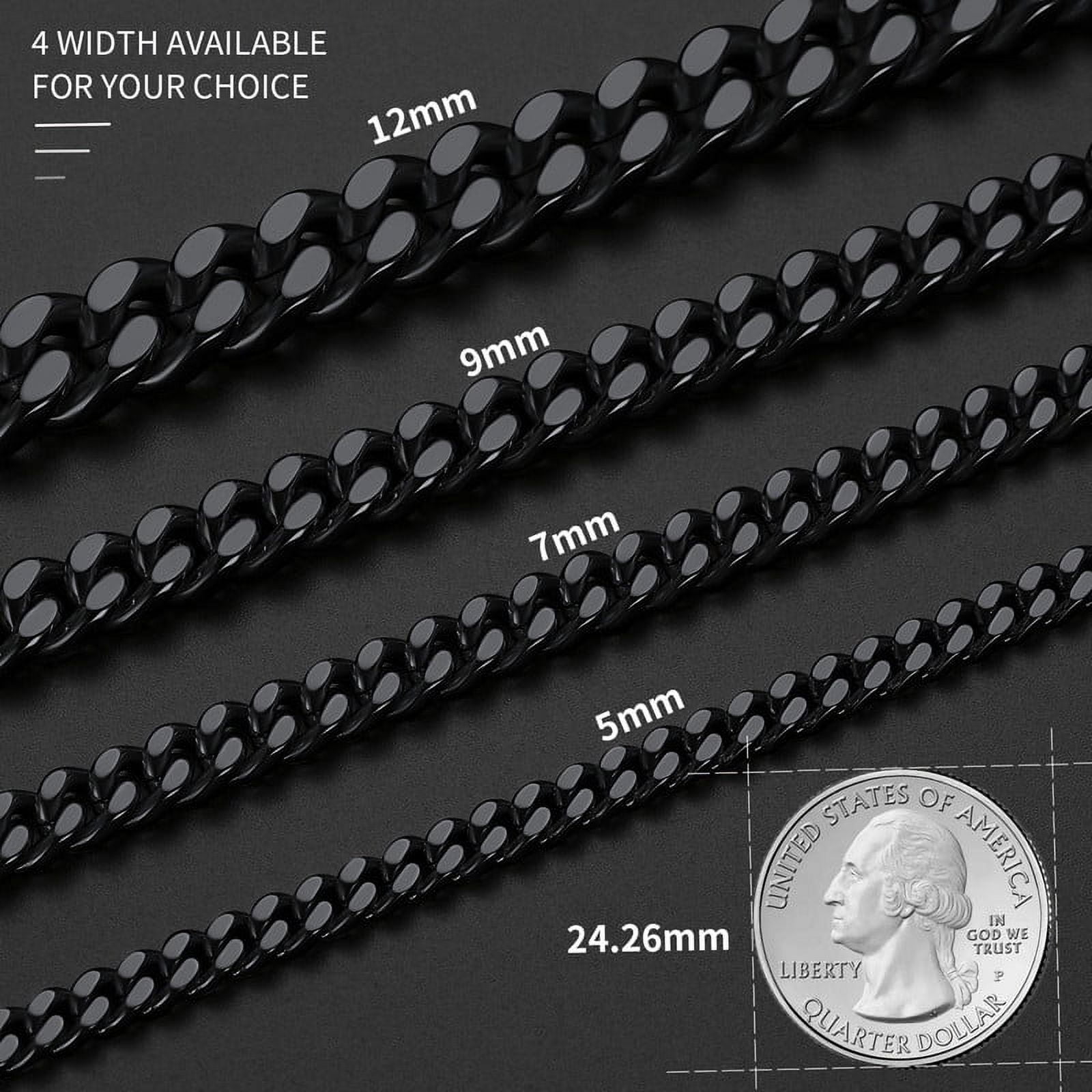 ChainsHouse Cuban Link Chains for Men Stainless Steel Black Chain Necklace 5mm Heavy Easy Clasp Tranish Resistant Durable Hip Hop Mens Jewelry Gift, 18"-30"