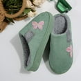 thumbnail image 4 of Memory Foam House Slippers for Women Butterfly Embroidery Cozy Warm Home Indoor Casual Slip on Shoes Green 9.5, 4 of 7