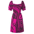 thumbnail image 6 of Pink Over Black Polynesian New Zealand Floral Tattoo Sleeveless Dress dress for women summer cute dress, 6 of 6