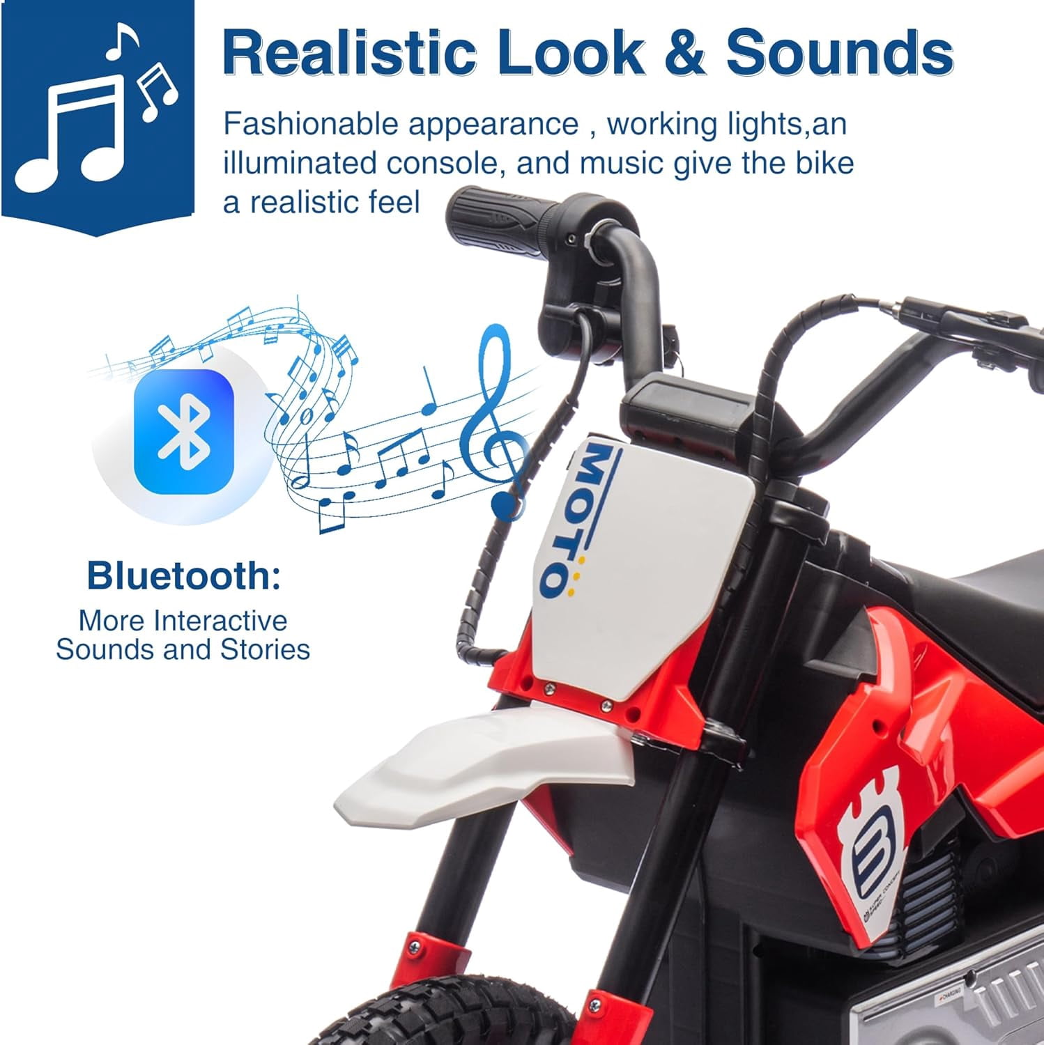 Ambifirner 24V Electric Dirt Bike, 200W Electric Motorcycle 9.32MPH Max Speed, Ride On Toys motocross Red