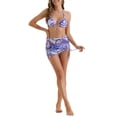 thumbnail image 2 of INSPIRAR CHIC Conjuntos de Bikini de Color Contrastante para Mujeres de 3 Piezas con Espalda Atada, Parte Inferior Triangular, Trajes de Baño Grandes en Púrpura, 2 of 5