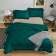 thumbnail image 2 of DNG Creations 3 Piece Ruffle Diamond Comforter All Season 550 GSM Oversized King Size - 800 Threads Count, 100% Egyptian Cotton Solid Teal Colour, 2 of 7