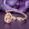 thumbnail image 2 of Art Deco 2.25 Carat Oval Cut Morganite And Diamond Moissanite Classic Engagement Ring, Halo Wedding Ring in 10k Solid Rose Gold, Gift For Her, Wife Gift, Anniversary Ring, Bridal Set, Matching Band, 2 of 3