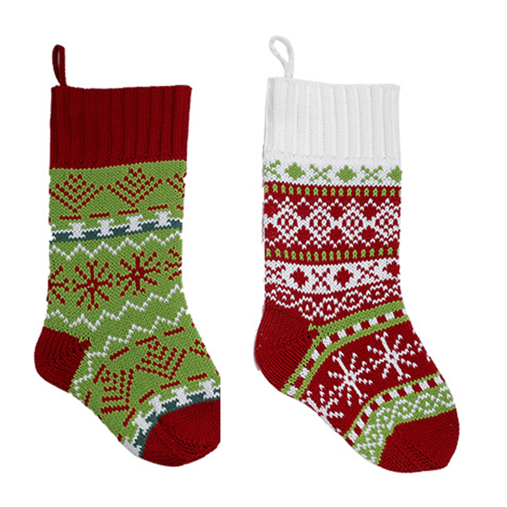 Christmas Stockings, 3 Pack Luxury Knit Knitted Classic Xmas Tree