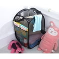 thumbnail image 4 of 2 pack laundry Hamper Mesh Pop Up basket include side pocket for extra storage (Black or Blue color.), 4 of 6
