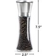thumbnail image 3 of Juego de molinillo de sal y pimienta de acero inoxidable 2 cepillado, molino de pimienta y molino de sal, cuerpo alto de vidrio de 6 oz, rotor de cerámica ajustable de 5 grados Afortunado Sencillez, 3 of 4
