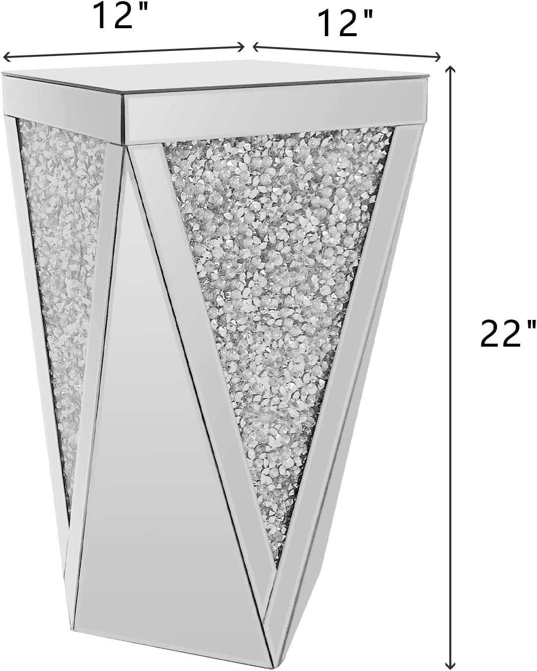 Pregaspor Silver Mirrored End Table, Crystal Inlay Side Table Accent Table, Small Mirrored Coffee Table for Living Room, Bedroom, Corner, 22" H