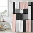 thumbnail image 4 of Shower Curtain Modern Geometric Splicing Bathroom Curtains with Hooks, Waterproof Fabric Abstract Pink Blocks Bath Shower Curtains Set for Bathroom Bathtubs Decor 72x72 Inch, 4 of 9