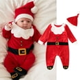 thumbnail image 1 of Disfraz de Papá Noel para bebé, ropa de Navidad, mono con gorro, ropa de Navidad para bebé, niño y niña, mameluco navideño de Halloween para bebé de 12 a 18 meses, 1 of 8
