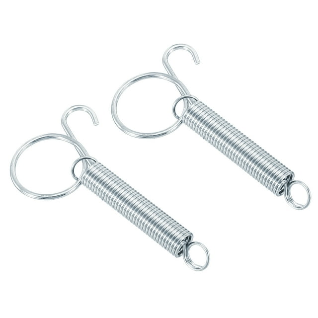Unique Bargains 3.3' Cage Door Hook, 2Pcs Stainless Steel Finger Ring Elastic Spring Wire Latch Hook, Silver