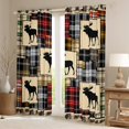 thumbnail image 2 of Farmhouse Decor,Rustic Moose Window Curtains 2 Panels 42"Wx90"L,Deer Hunter 30%-50% Blackout Curtains,Woodland Curtains & Drapes Patchwork Red Grey Checkered Buffalo Plaid Decor, 2 of 6