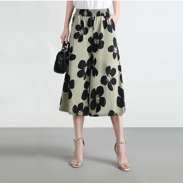 WILLBEST Pantalones Casuales de Mujer, de Cintura Alta, con Pierna Ancha y Corte Recortado, Ideales para Actividades al Aire Libre, Relajación y Comodidad Diaria. Mediana