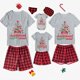 thumbnail image 4 of Pijama familiar a juego de Navidad, pijama corto gris de Dachshund a través del árbol de nieve, 4 of 4
