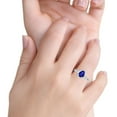 thumbnail image 5 of Halo Pear Teardrop Ring Blue Sapphire CZ 925 Sterling Silver Size 9, 5 of 6
