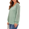 thumbnail image 4 of UVN Blouses for Women Dressy Lace Long Sleeve Shirts Fall Casual V Neck Tunic Tops, 4 of 11