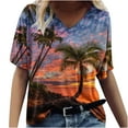 thumbnail image 2 of GaThRRgYP Summer Tops for Women,Dressy Blouses for Women,Womens Spring and Summer Casual V-Neck T-Shirt Printed Short Sleeved Top, 2 of 5