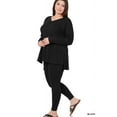 thumbnail image 2 of Zenana Women's Plus Size Soft Brushed Fabric V-Neck Long Sleeve Top & Leggings - 2 Pieces Set, 2 of 5