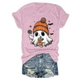 thumbnail image 6 of enyan Pumpkin Printed Cute T Shirts Orange Graphic Tops Fall Tee Fashion Halloween Shirt Women Pink,L, 6 of 6
