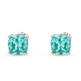 thumbnail image 3 of Blue Apple Co. Cushion Stud Earring Solitaire Lab Created Blue Opal 925 Sterling Silver, 3 of 5