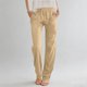 thumbnail image 1 of Karight Cotton Linen Pants Women Casual Straight Leg Drawstring Elastic Hight Waist Trousers Pockets Loose Palazzo Pants, 1 of 5