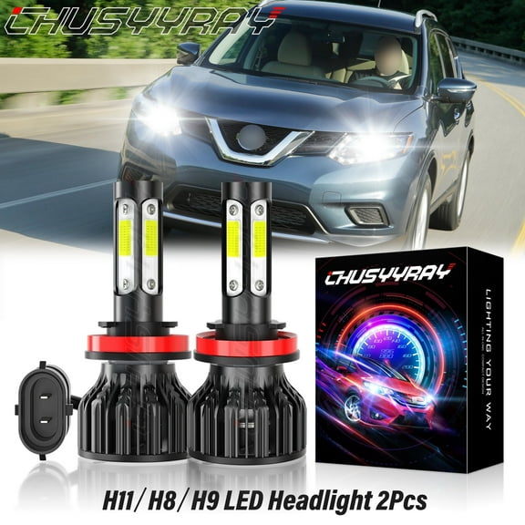 For Nissan Rogue 2008-2015 2016 2017 2018 2019 - LED Headlight Bulbs 6000K White H11 Low Beam 2Pcs