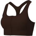 thumbnail image 3 of Bxsruta High Impact Sports Bras for Women Zip Front Sports Bra Workout Fitness Running Yoga Brown S, 3 of 3