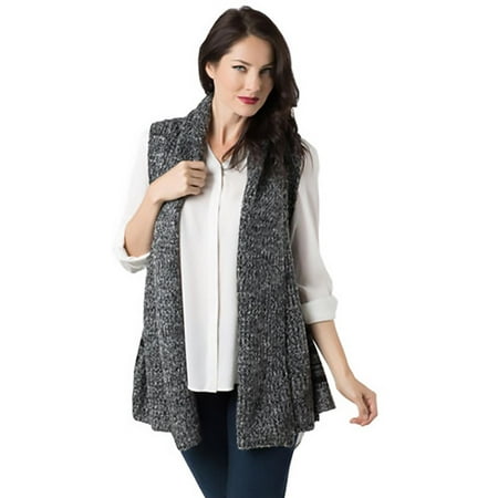 - Look By M Womens Black Sleeveless Open Front Cardigan Sweater Vest O/S 3551