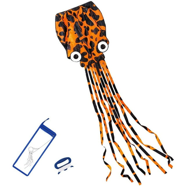 Octopus Software kite Frameless Software Kite Cartoon Animals Flying Toy Orange Speckle