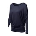 thumbnail image 3 of FashionOutfit Women's Casual Solid Boat Neck Long Dolman Sleeve Top - MADE in USA, 3 of 4