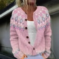 thumbnail image 2 of VISALY Cropped Cardigan Long Sleeve Cardigan Women Ethnic Style Sweater Knitted Sweater Cardigan Sweater Jacket Button Down Cardigans Boho Cardigans Pink Xl, 2 of 4