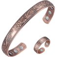thumbnail image 1 of Pulsera y anillo de cobre para mujer, pulseras magnéticas de drenaje linfático y anillo de desintoxicación linfática, regalo de joyería de cobre puro 99.99%, 1 of 5