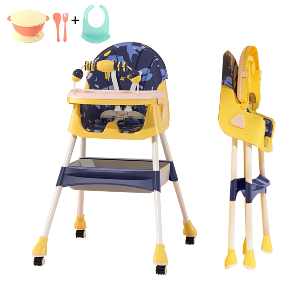 JOJOLAM Upgrade 4 in 1 Baby High Chair, Toddler Feeding Chair with Five