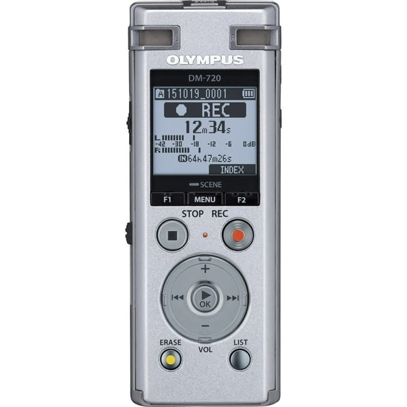Grabadora de voz Olympus DM-720 de 4 GB con ranura micro SD plateada