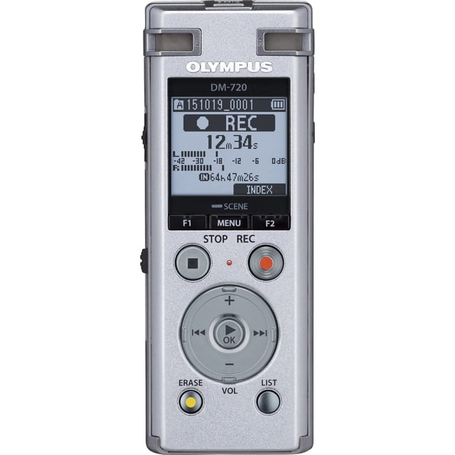 Grabadora de voz Olympus DM-720 de 4 GB con ranura micro SD plateada