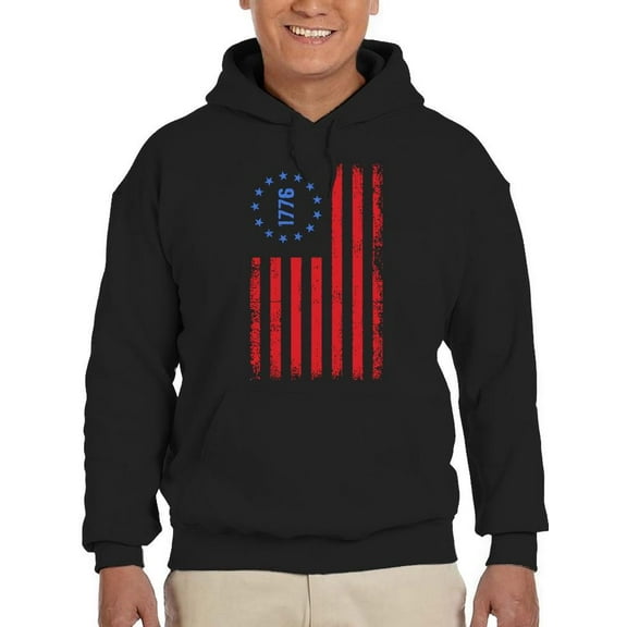 Vintage 1776 Patriotic Flag Hoodie Men's