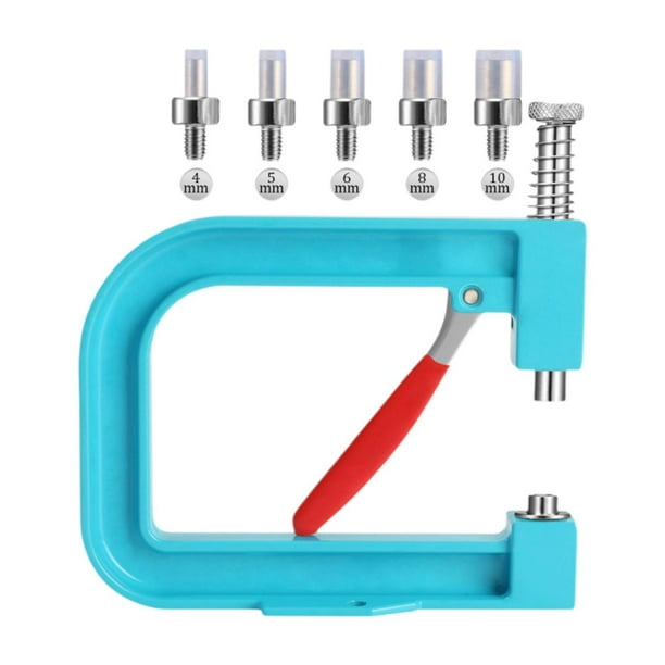 Máquina de prensado manual para colocar perlas, herramienta compacta y versátil para adultos, perforadora de cuentas para bolsos, sombreros y faldas. Azul