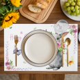thumbnail image 4 of Happy Easter Rabbit Placemats Set of 6, Cute Bunny Spring Flowers Butterfly Placemats for Dining Table, Place Mats for Kitchen Tabletop, Waterproof Wipeable Dining Table Mats Set, 4 of 9