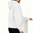 thumbnail image 5 of SYwaren Women's Fall Sweatshirt Solid Color Half Zip Hooded Long Sleeve Fashion Casual Loose Fit Pullover Top, 5 of 7
