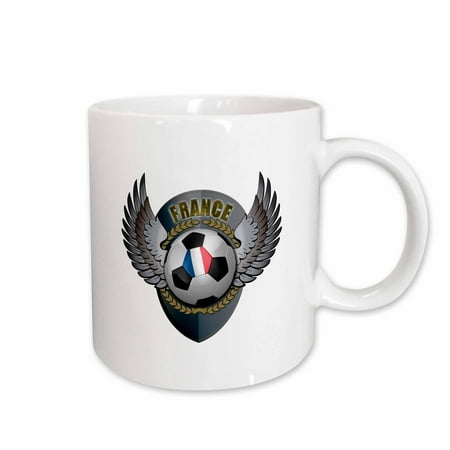 

3dRose France soccer ball with crest team football French Ceramic Mug 15-ounce