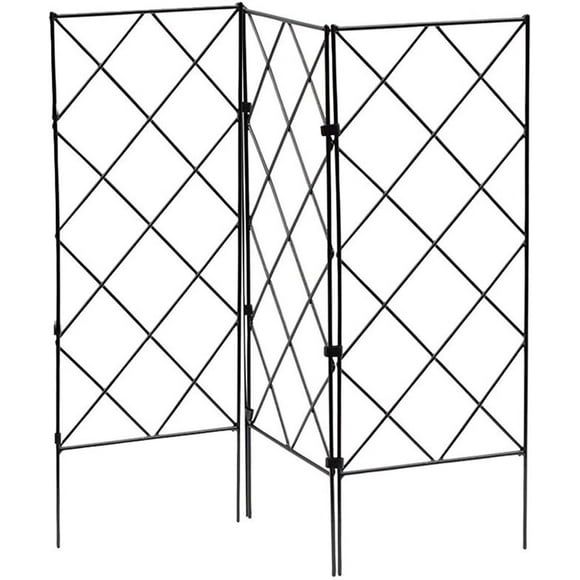 HAHADAXA 3 Pack Garden Trellis for Climbing Plants 7.87 x 20.86 Rustproof Sturdy Iron Trellis for Potted Plant Support Metal Trellis for Climbing Roses Vine Flower Cucumber, Black